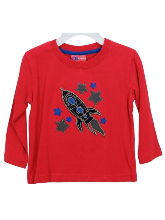 CR Rugged Other - CR Rugged Boys Red Long Sleeve T-Shirt 18M With Rocket & Star Design Toddler Pul